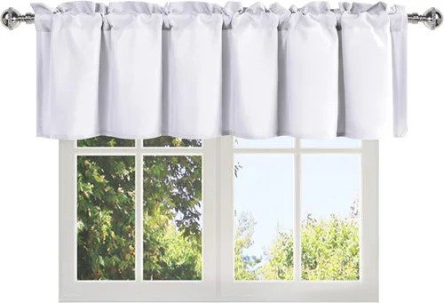 Vista 23 de DWCN Cenefa de cocina para ventanas, cortina de baño/sótano para tratamiento de ventanas, cortinas cortas de 18 pulgadas, 1 panel, 52 x 18 pulgadas