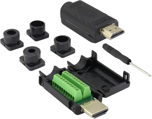zdyCGTime Módulo de señal HDMI macho a hembra de 20 vías sin soldadura Terminal Breakout Board Connector con carcasa, paquete de 2