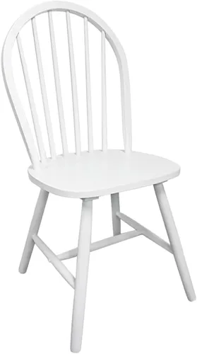 Vista 5 de 4-Piece White Solid Rubber Wood Dining Chairs Set with Rounded Backrests, Farmhouse Kitchen Chairs for Dining Room Living Room Comedor Furniture