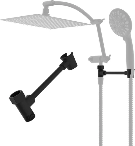 Vista 9 de Hibbent Soporte de cabezal de ducha de metal, soporte de brazo de ducha de latón macizo para cabezal de ducha de mano, soporte para vagabundos