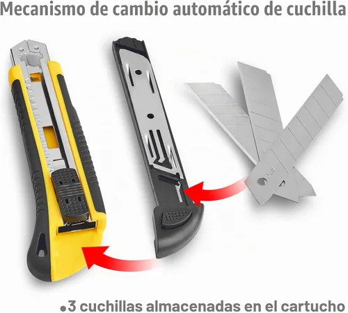 Vista 2 de DOWELL Cuchillo utilitario, cortador de caja retráctil, 3 cuchillas