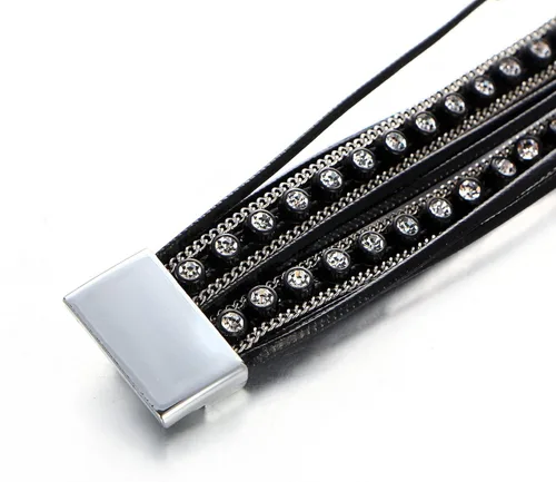 Vista 6 de Fesciory - Pulseras de cuero para mujer, cuentas de cristal, diseño de leopardo, estilo bohemio, múltiples niveles