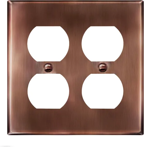 Vista 32 de ENERLITES Placa de pared de metal para receptáculo dúplex, tapa de tomacorriente, resistente a la corrosión, tamaño estándar de 1 banda, 4.50 x 2.76