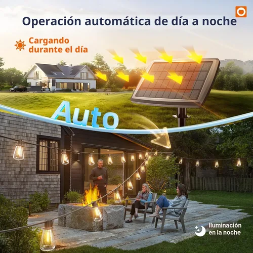 Vista 3 de addlon Luces de Cadena Solares de 102 pies (96+6) para exteriores con control remoto, 30 horas + luces de patio impermeables de larga duración, luz