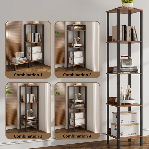 Vista 20 de VIMBER Juego de 2 mesas auxiliares con estación de carga, mesa auxiliar estrecha con puertos USB y tomas, mesitas de noche con estantes