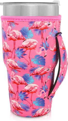 Vista 69 de Fundas Aislantes de Neopreno Portavasos con Asa para Vasos Tumbler de 20oz, Funda Reutilizable para Café Helado Para Tazas de Café de 30oz - 32oz
