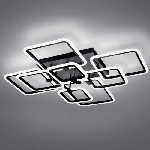 Vista 13 de Modernas luces LED de techo para dormitorio, 40.2 pulgadas, regulables, cuadradas, 6+1 anillos, luces de techo para sala de estar con control remoto