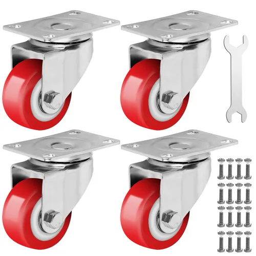 Vista 27 de Juego de 4 ruedas resistentes de 1 pulgada, ruedas giratorias con placa bloqueable con frenos resistentes a los arañazos y rotación de 360 grados