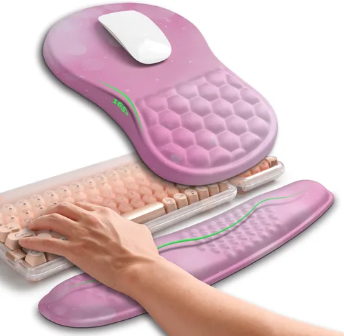 Vista 18 de Hokafenle Combinación 2 en 1, reposamuñecas para teclado Wave y almohadilla ergonómica para ratón con curvatura, soporte de muñeca para aliviar