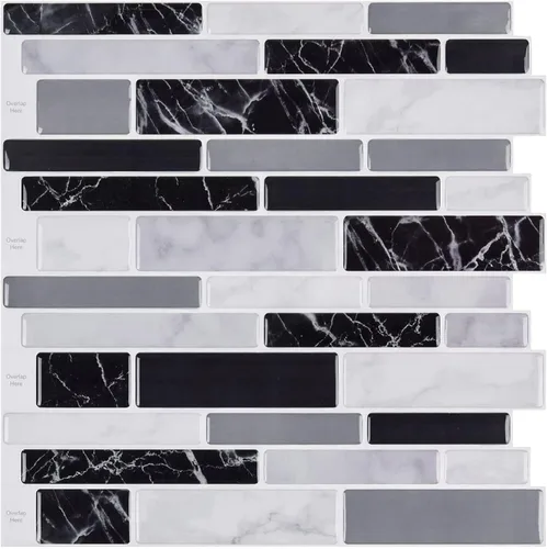 Vista 12 de WOWSTAR - 10 hojas de azulejos blancos para salpicaduras de cocina que se despegan y pegan, azulejos adhesivos de aspecto mármol para cocina, 30,5 x