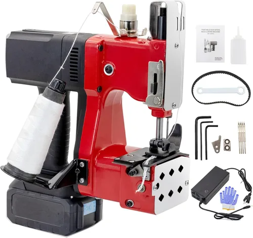 Máquina de cierre de bolsas con batería, máquina de coser portátil sin cable, máquina de embalaje para saco de arpillera, lona, sacos de alimento,