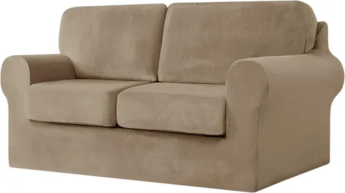 Vista 74 de UNBBRRL Fundas de sofá de 3 piezas para sofá, funda de terciopelo elástico para sillón con 1 funda de cojín de asiento y 1 funda de respaldo