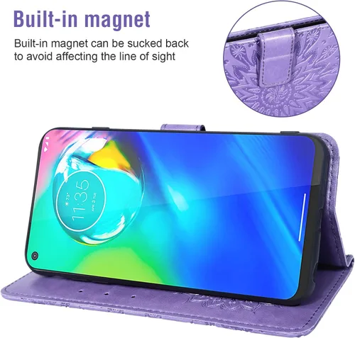 Vista 4 de Funda para teléfono Motorola Moto G Power 2020 con protector de pantalla de vidrio templado y cubierta magnética de cuero, soporte para tarjetas