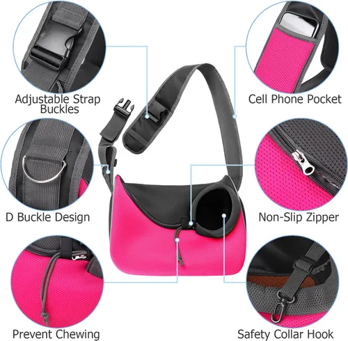 Vista 4 de WOYYHO Transportador grande para perros con almohadilla inferior, transpirable, para manos libres, seguro, para perros medianos y pequeños, gatos