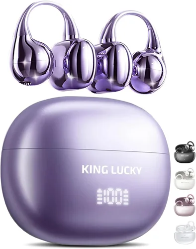 Vista 16 de King Lucky Auriculares de clip Gen 3, auriculares inalámbricos Bluetooth 6.0 de oreja abierta con micrófono, ajuste seguro para orejas pequeñas