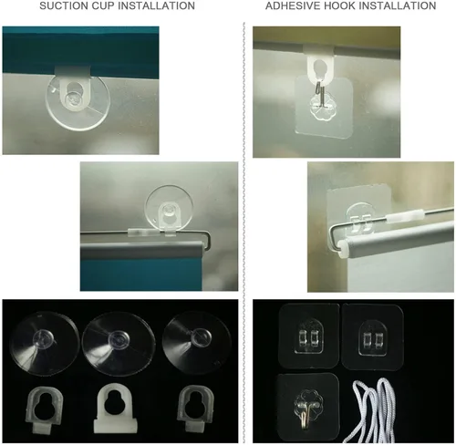 Vista 4 de Cortinas opacas de tela con ventosa, persianas enrollables inalámbricas para tragaluz, persianas enrollables, 80% opacas, gris claro, cortinas Negro