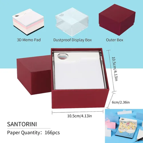 Vista 7 de Bloc de notas 3D para árbol de Navidad con luz, bloc de notas kawaii antiadherente, notas adhesivas 3D, bloc de notas de arte tridimensional