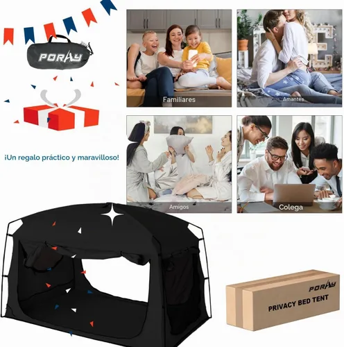 Vista 9 de Bed Tent,Portable Privacy Sleeping Bed Canopy,Blackout 90% Drapes for Kids and Adult,Indoor Space Tent with Breathable Large Mesh Windows