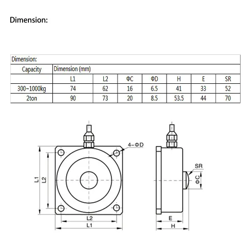 Vista 2 de Célula de carga de compresión ATO, 2,204.6 lbs