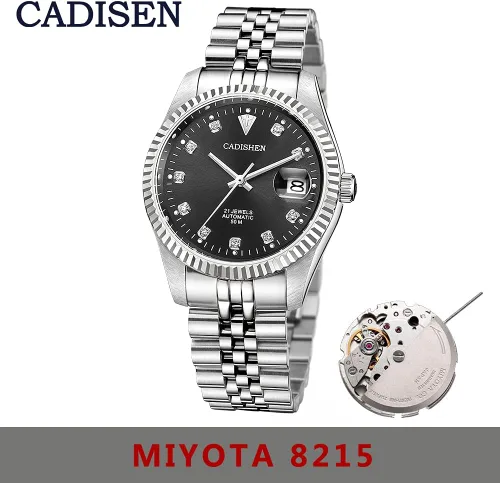 Vista 6 de CADISEN Relojes automáticos MIYOTA 8215 Reloj de pulsera impermeable para hombre, 38mm