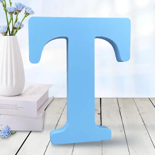 Vista 18 de AOCEAN - Letras de madera azul de 6 pulgadas, letras de madera sin terminar para decoración de pared, letras decorativas en pie, cortes de letras