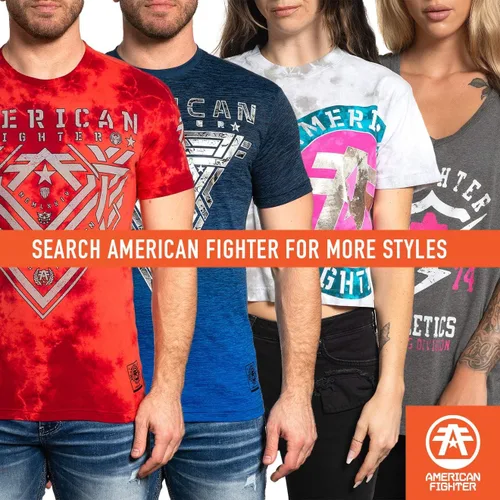 Vista 6 de American Fighter Camisetas de textura para hombre con aplicación de lámina y tinta de alta densidad