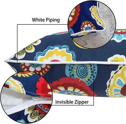 Vista 4 de Magpie Fabrics Paquete de 2 fundas de almohada lumbar para exteriores de 12 x 20 pulgadas, impermeables, rectangulares, decorativas, para patio