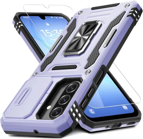 Vista 54 de DEERLAMN Funda para Samsung Galaxy A15 5G con cubierta deslizante para la cámara + protector de pantalla (1 paquete), soporte de anillo giratorio