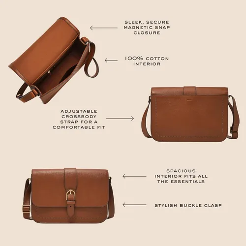 Vista 6 de Fossil Zoey - Bolso cruzado de piel con solapa grande o pequeña para mujer