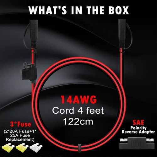 Vista 7 de CUZEC Cable de extensión SAE a SAE de 4 pies/3.9 ft 14 AWG a SAE de desconexión rápida, conector SAE/SAE a SAE Cable de extensión resistente