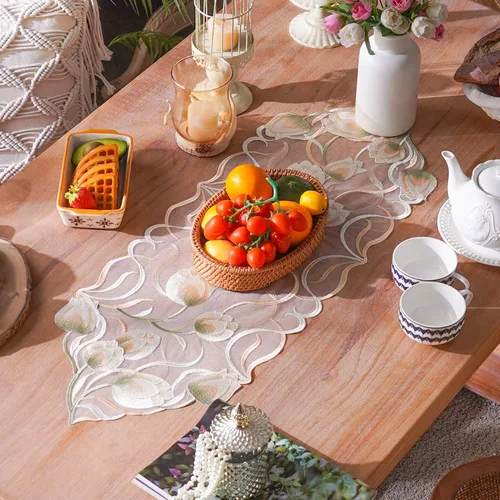ARTABLE Camino de mesa de encaje macramé vintage con flores vintage con exquisito bordado caminos de mesa para cocina, hogar, boda, fiesta, comedor