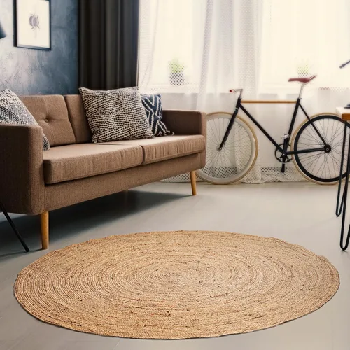 Vista 6 de Hausattire Alfombra Trenzada Bohemia de 2'x3' - Multicolor, Alfombras Pequeñas de Yute y Algodón Estilo Granja para Entrada, Sala