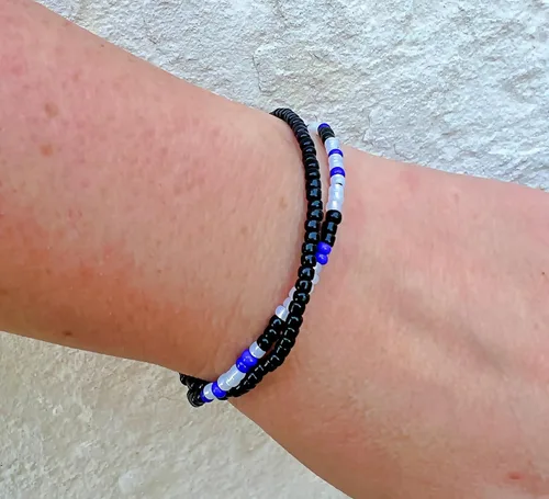 Vista 4 de Keep Her Safe Day And Night Morse Code Beaded Wrap Bracelet for Law Enforcement Mother, Unique Gift for Mom Wife Girlfriend Grandma Sister Best