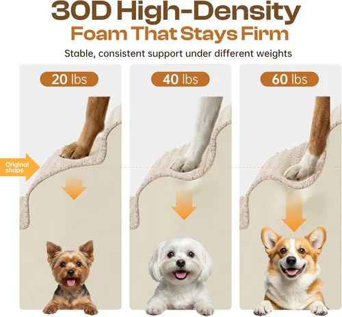 Vista 4 de Escaleras extra anchas de 4 escalones para perros para cama y sofá de hasta 20 pulgadas de alto, peldaños antideslizantes más estables