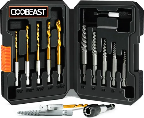 Vista 7 de Coobeast Juego de Extractor de Tornillos de 11 Piezas, Juego de Brocas de Mano Izquierda y Extractor de Pernos Fácil de Quitar Tornillos Rotos