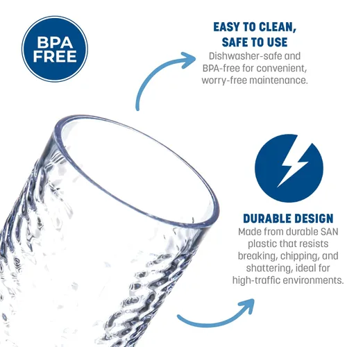 Vista 3 de Carlisle FoodService Products Vaso de plástico Pebble Optic Pebble para restaurantes, catering, cocinas, plástico, 11.9 onzas, transparente