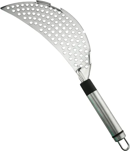 Vista 2 de Tegg Crescent - Colador de pasta de acero inoxidable para grasa, escurridor con mano para diferentes ollas, herramienta de cocina