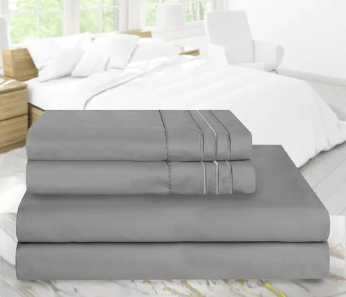 Vista 6 de Vacco King Sheet Set - Luxury Hotel 1800 Series 4-Piece Bedding Sheets & Pillowcases - Ultra Soft Breathable & Cooling Bed Sheets - Deep Pocket