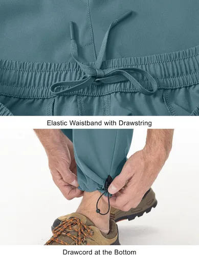 Vista 6 de Rdruko Pantalones de senderismo para hombre, ligeros, impermeables, de secado rápido, elásticos, con 5 bolsillos, cintura elástica