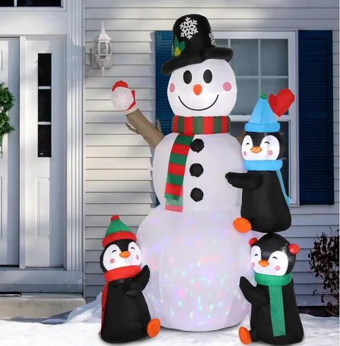 Vista 3 de Decoraciones navideñas inflables de 8 pies con luces LED, árbol de Navidad inflable, decoración de fiesta familiar, patio, césped, decoración