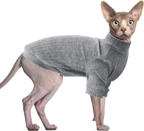Vista 14 de Idepet Sphynx Suéter Camisa para Gatos sin Pelo Gatitos Ropa Suave para Cachorros Pullover Pijamas Lindas para Gatos Mono de Algodón Vestimenta
