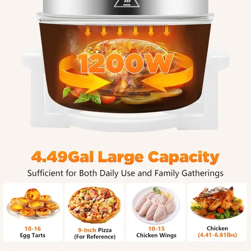 Vista 5 de CNCEST Horno freidora de aire, eliminación de grasa de calefacción vertical de 360 °, convección infrarroja, comida saludable, horno eléctrico