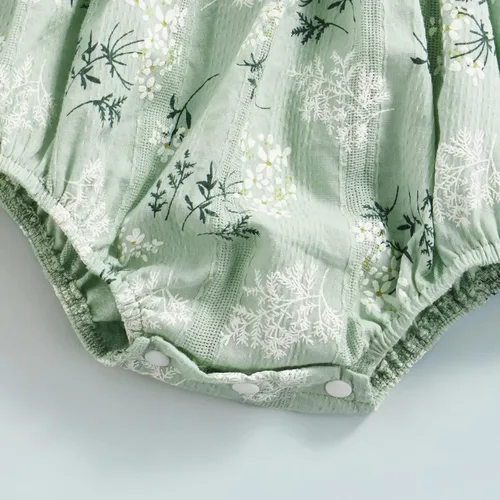 Vista 6 de Conjunto de ropa de verano sin mangas para bebé recién nacida, con volantes y cuello halter