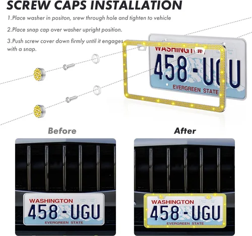 Vista 3 de QiqaMole Paquete de 2 Marcos de Matrícula Incluye 1 Marco de Matrícula de Silicona y 1 Cubierta de Matrícula de Cristal con Juego de Tornillos