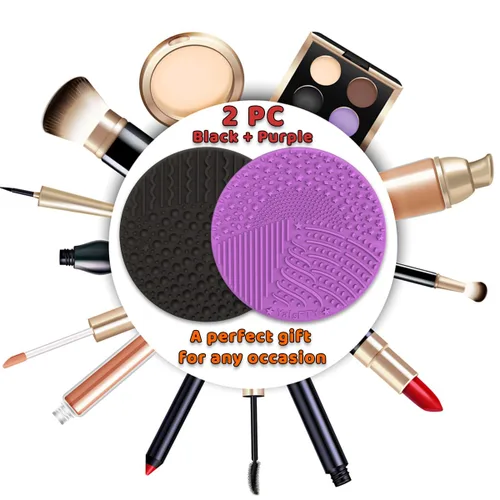 Vista 3 de YalsFTY - Limpiador de brochas de maquillaje de silicona, 2 piezas, herramienta de limpieza de almohadilla para cosméticos, función de doble cara