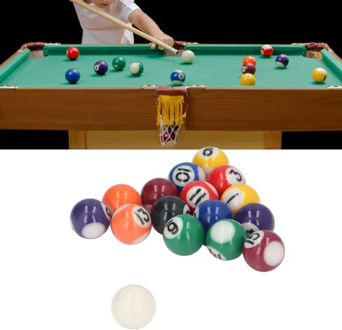 Vista 6 de Juego de 16 bolas de billar de 0.984 in, juego de mini bolas de billar de resina con 8 colores, juego de billar para entretenimiento personal