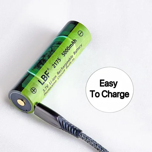 Vista 3 de LBF Botón superior de 3.7 V 5000 mAh (21 x 75 no 18 x 65) Batería recargable tipo C Circuito de protección de entrada/salida de gran capacidad