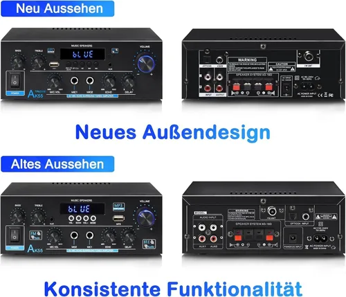 Vista 4 de Amplificador estéreo AK55 para audio doméstico, Bluetooth 5.0, receptor estéreo de potencia máxima 450W, amplificador de audio de 2.0 canales