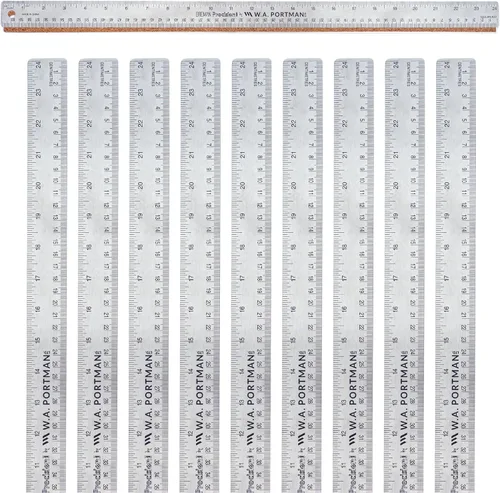Vista 14 de Breman Precision Regla de metal con parte trasera de corcho de 12 pulgadas, borde recto, paquete de 2 unidades de 12 pulgadas, regla de metal