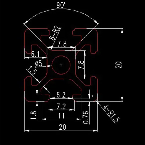 Vista 2 de Extrusión de aluminio 2020, riel lineal anodizado con ranura en T, estándar europeo, para piezas de impresora 3D y CNC DIY, 4 piezas de 11.8
